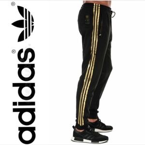 Rare!!! Adidas OG SST 50th Anniversary Superstar Track Pants Black 24K Gold